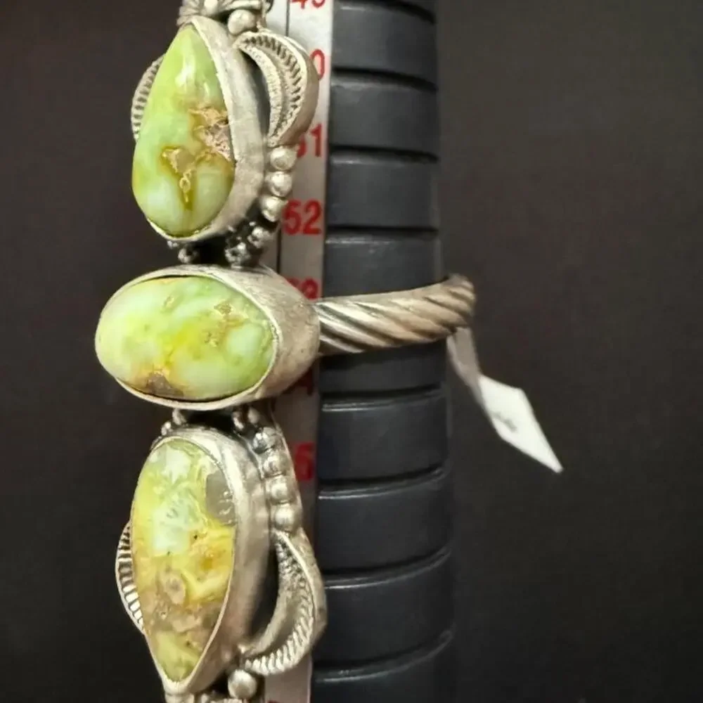 Sterling silver triple stone palomino ring. Adjustable